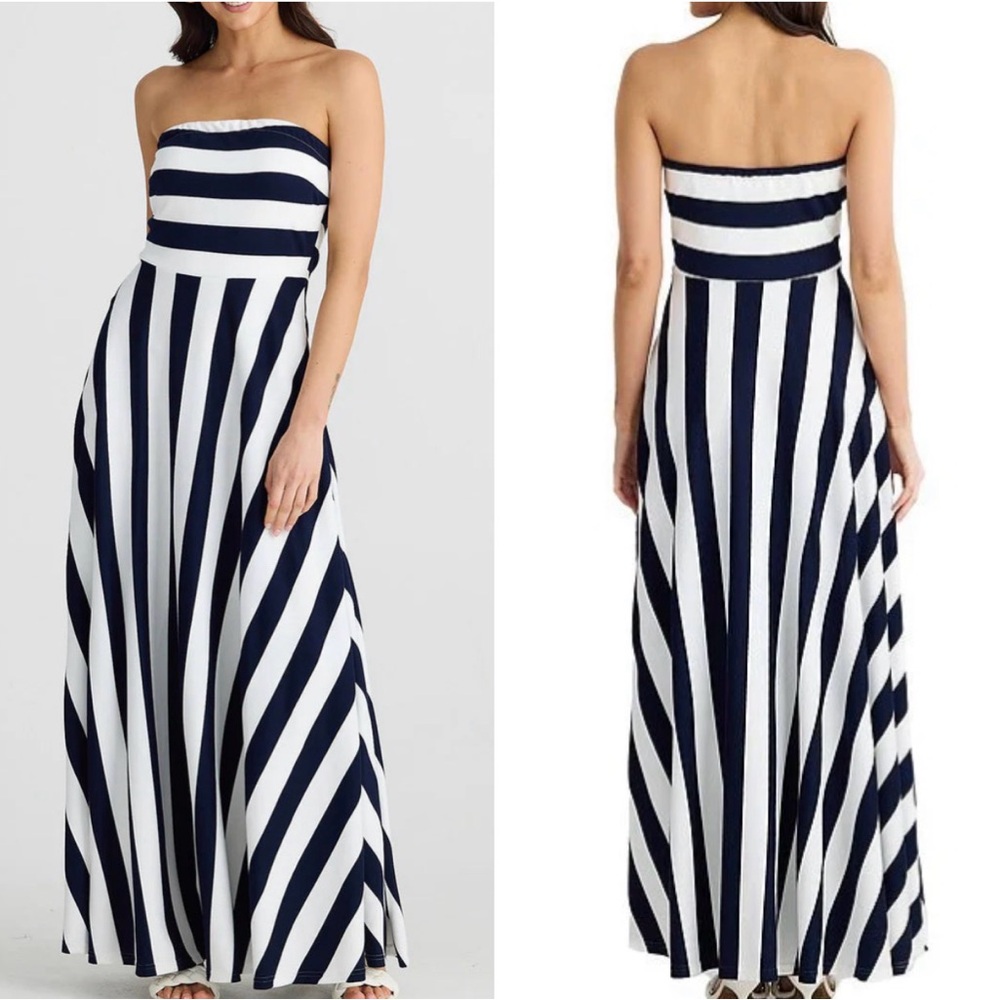 BRAVE & TRUE THANDIE MAXI DRESS- NAVY STRIPE size M and XL NWT